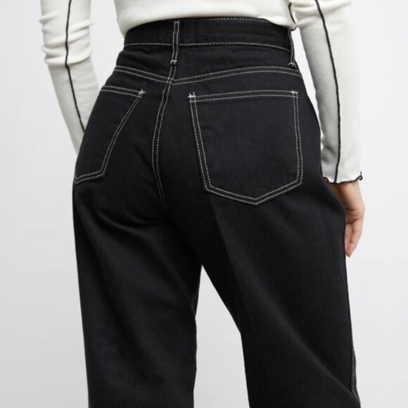 New Oak + Fort Black Contrast Stitching Jeans S - Picture 2 of 5